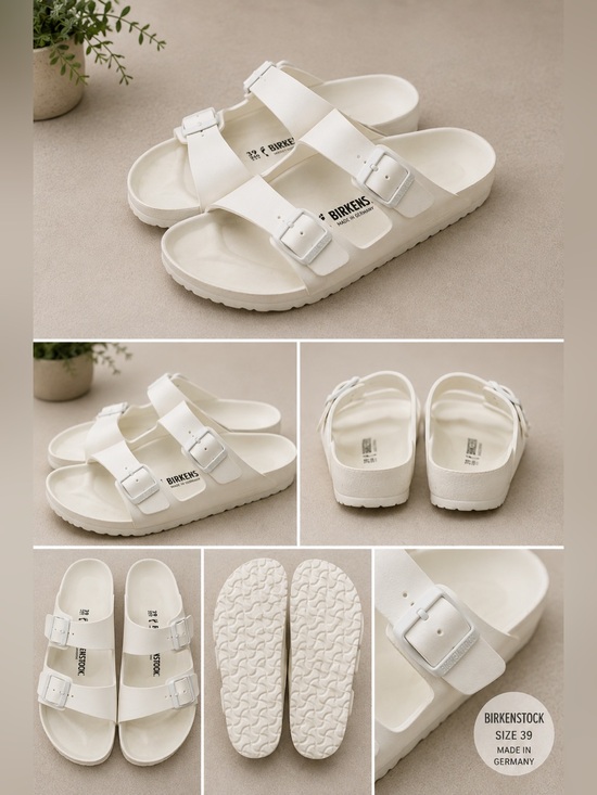 Birkenstock Shoes - Birkenstock Kids White Double-Buckle EVA Sandals